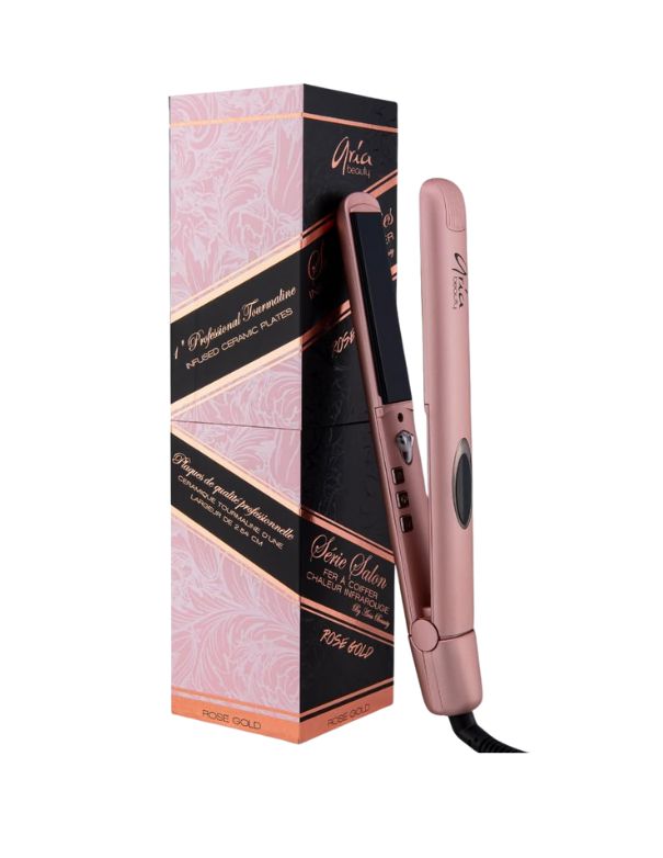 Aria Infrared Ceramic Hair Straightener Rose Gold 1"