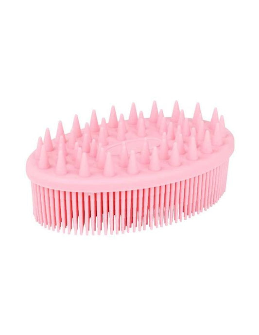 Brosse 2 en 1 en silicone pour le cuir chevelu et le corps Relaxus, rose