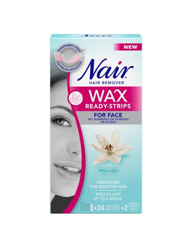 Nair Wax Ready Strips for Face White Lily