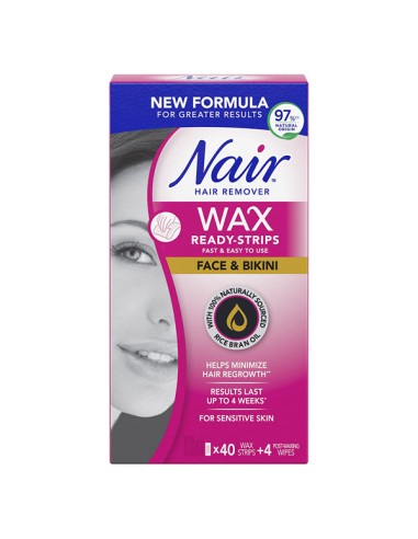 Nair Wax Ready Strips for Face & Bikini With Rice Bran Oil
