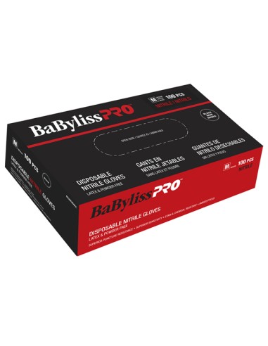 BabylissPro Disposable Nitrile Gloves Medium Black