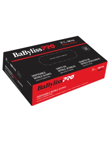 BabylissPro Disposable Nitrile Gloves Black Small