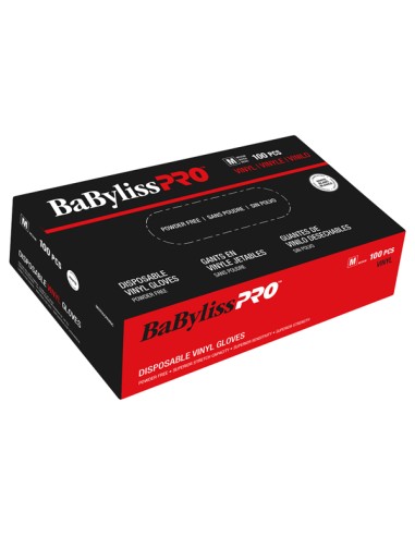 BabylissPro Disposable Vinyl Gloves Medium White