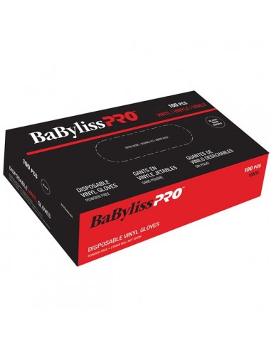 BabylissPro Disposable Vinyl Gloves Medium Black