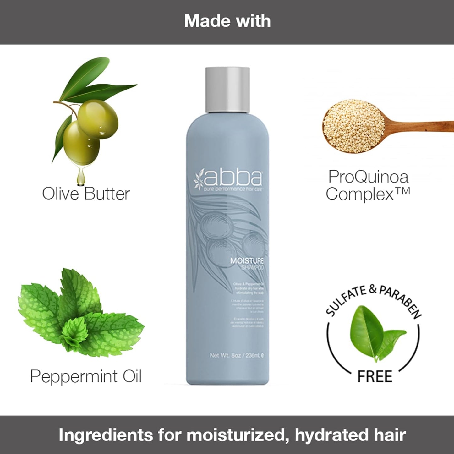 Shampoing hydratant ABBA - 236 ml