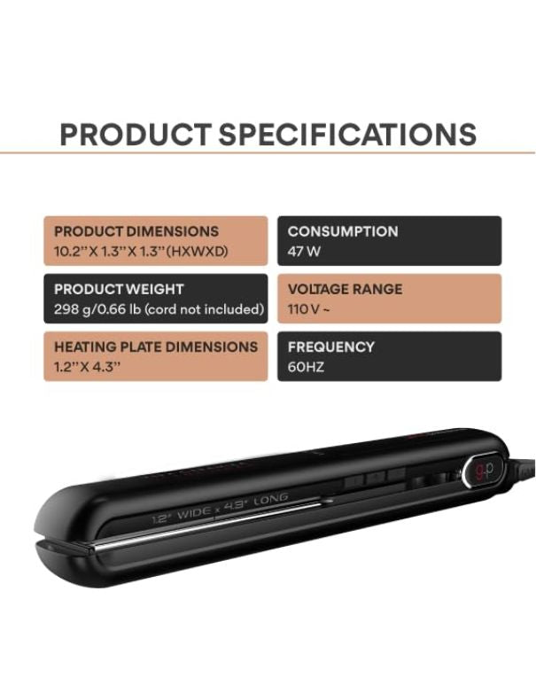 GAMA Professional G-EVO Silk Chrome Titanium Flat Iron 1.2 inch