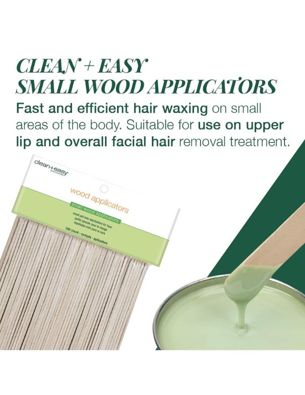 CleanEasy Wooden Applicator Waxing Sticks - 100 Count