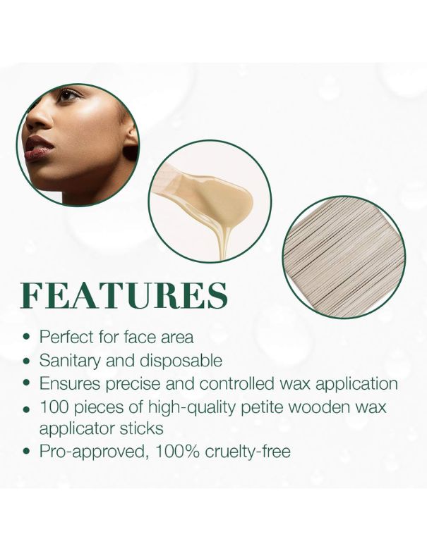 CleanEasy Wooden Applicator Waxing Sticks - 100 Count