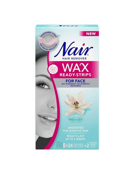 Nair Wax Ready Strips for Face White Lily