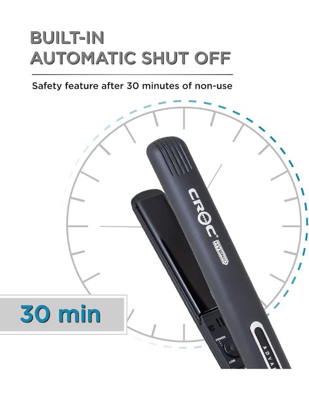 CROC Hybrid Black Titanium 1 inch Flat Iron