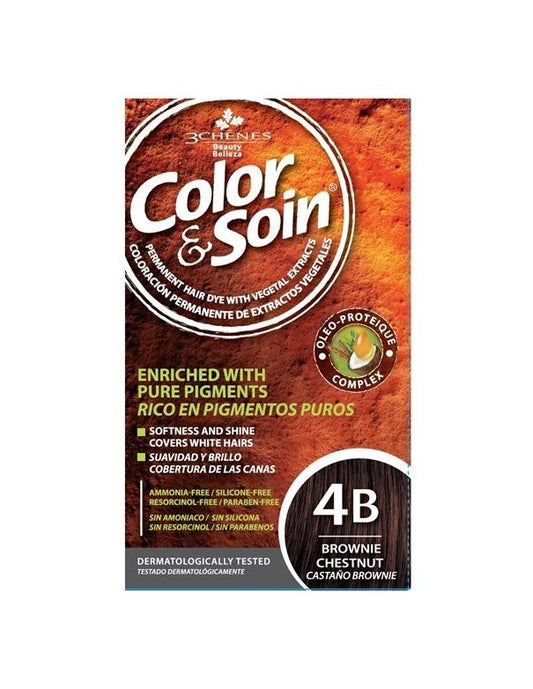 COLOR & SOIN Natural Ammonia Free Hair Color Kit - 4B Brownie Chestnut