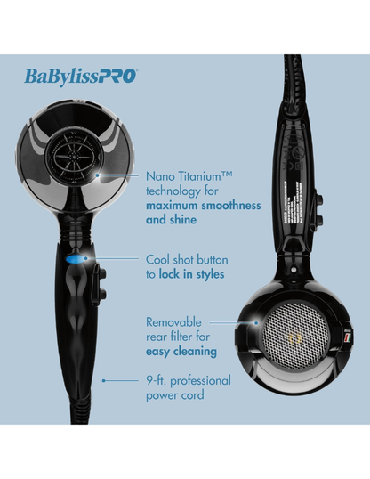 BaByliss PRO Hairdryer Portofino Ionic Nano Titanium - BABNT6610NC