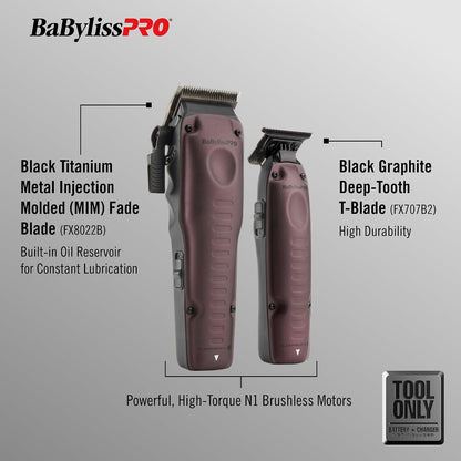 Duo tondeuse de coupe et tondeuse de finition BabylissPro FXONE Lo-ProFX Violet (batterie et chargeur NON inclus)