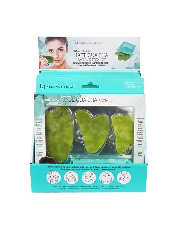 Relaxus Jade Gua Sha Facial Detox Kit 1case (3pc)