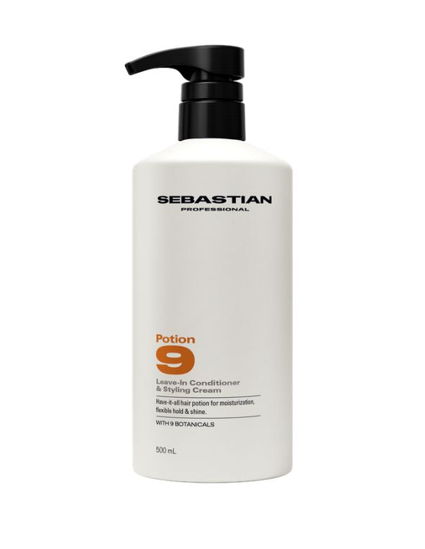 White bottle of Sebastian Potion 9 on a white background