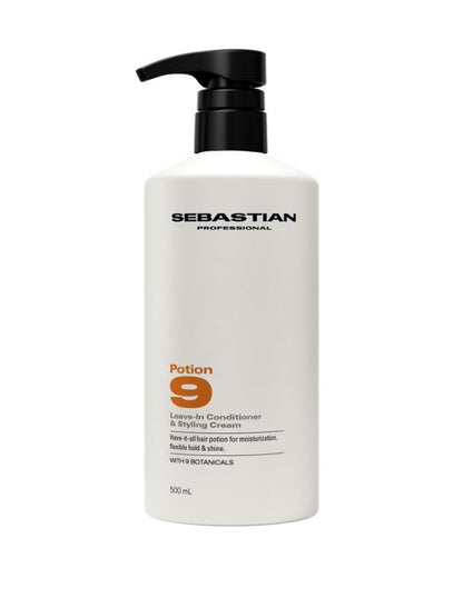 White bottle of Sebastian Potion 9 on a white background